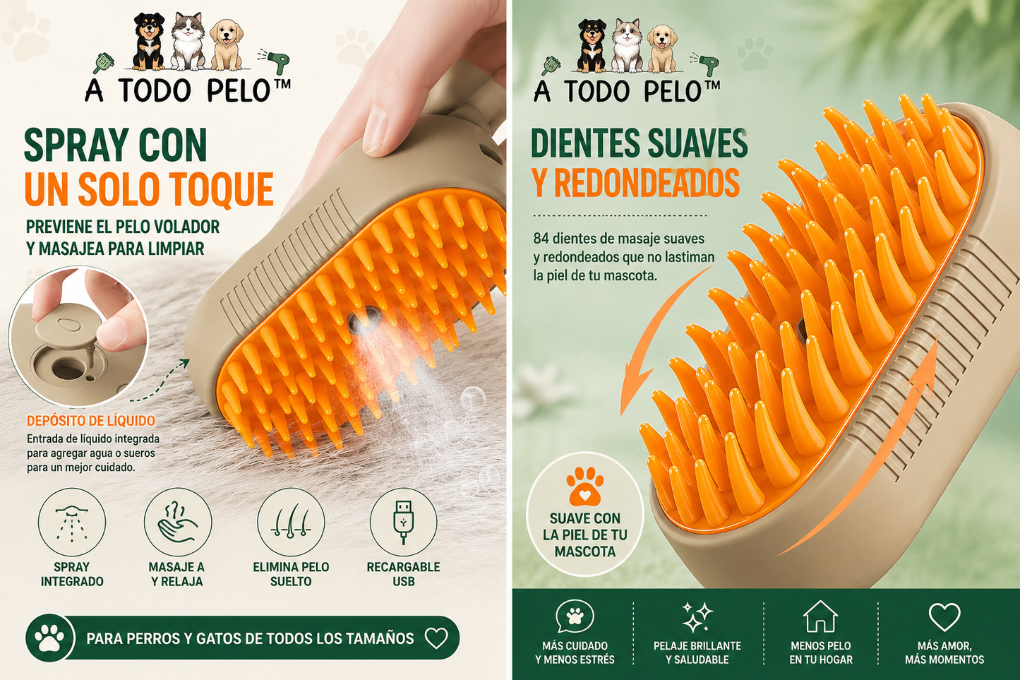 CepiSPRAY™ — Cepillo Spray 3 en 1 para Perros y Gatos